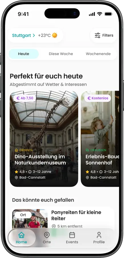 Family Activities App Dino screen